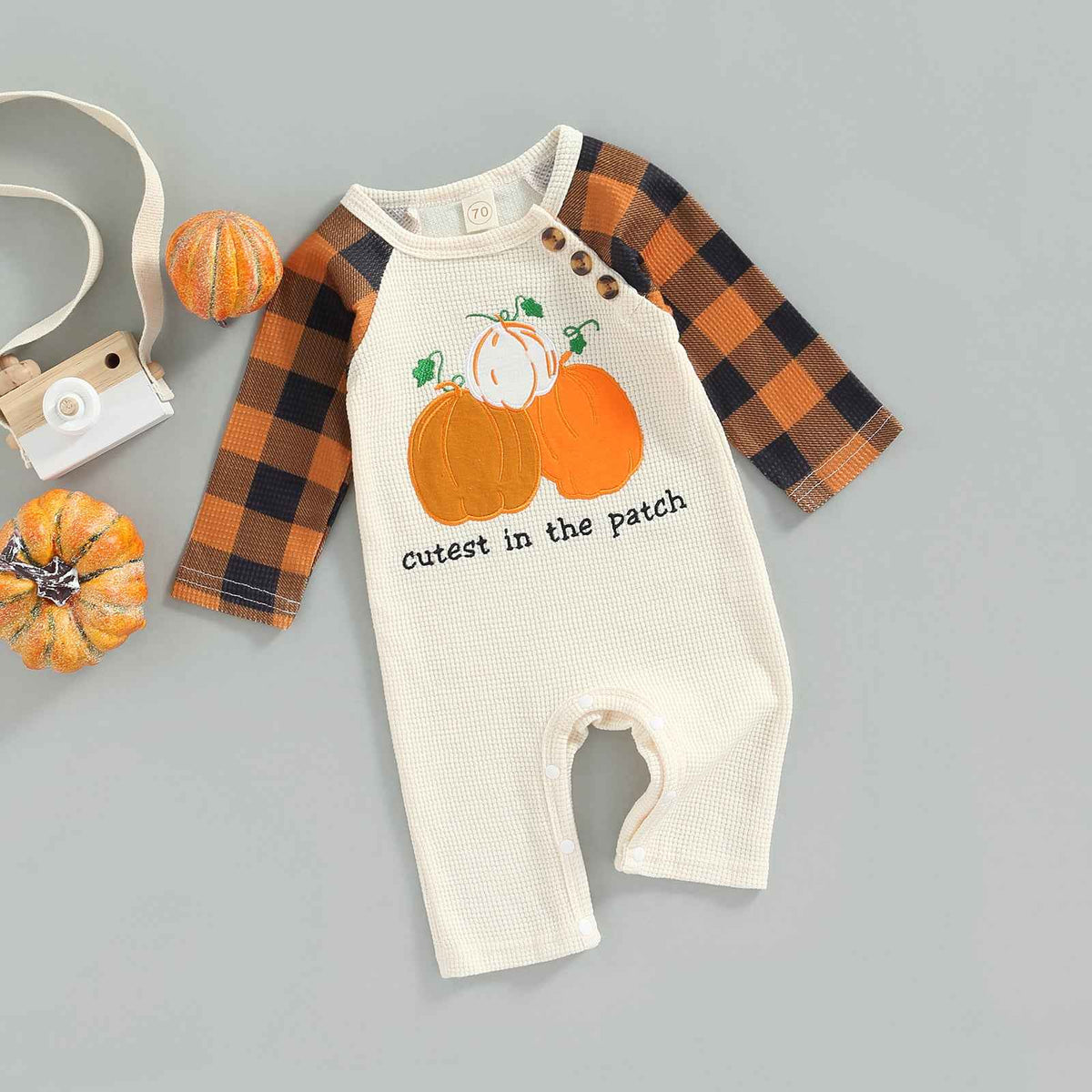 Children's Clothing Pumpkin Element Long-sleeved Patchwork Romper