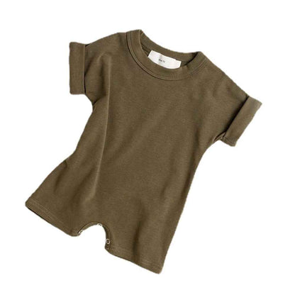 Solid Color Baby Shorts Romper Soft Short Sleeve Round Neck Summer Clothing