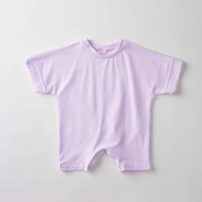 Solid Color Baby Shorts Romper Soft Short Sleeve Round Neck Summer Clothing