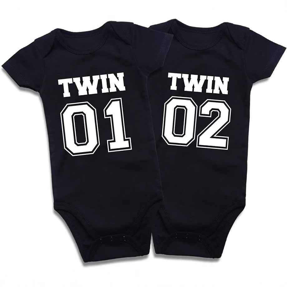 Cotton Baby Onesies 2-Pack - Short Sleeve Bodysuit for Newborn Twins - Soft Infant Clothing