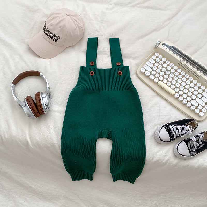 Ins Style Baby Autumn Clothing Knitted Bib Jumpsuit