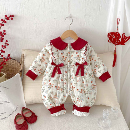 Baby Cotton-padded One-piece Bodysuit Pure Cotton Class A Winter Clothing Warm And Extra-thick