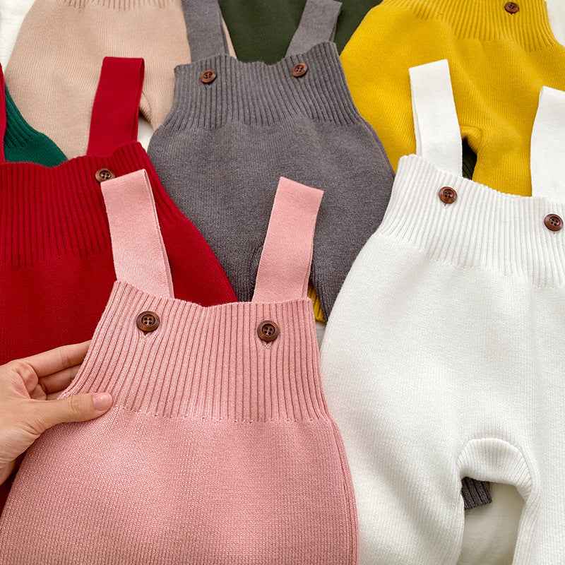 Ins Style Baby Autumn Clothing Knitted Bib Jumpsuit