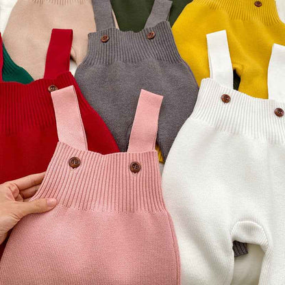Ins Style Baby Autumn Clothing Knitted Bib Jumpsuit