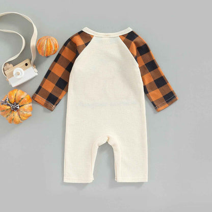Children's Clothing Pumpkin Element Long-sleeved Patchwork Romper