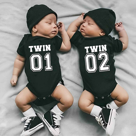Cotton Baby Onesies 2-Pack - Short Sleeve Bodysuit for Newborn Twins - Soft Infant Clothing