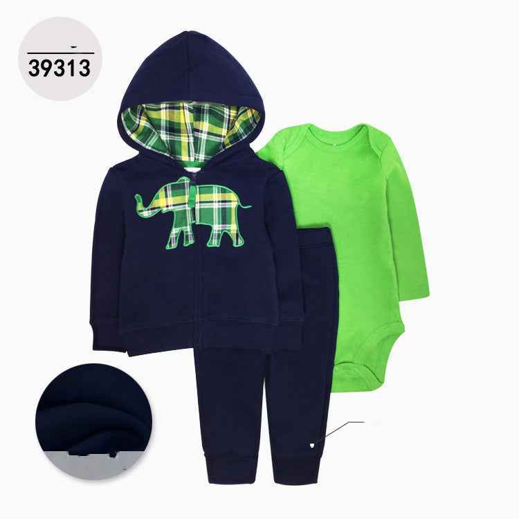 Hooded Long Sleeve Jacket Wrap Leather Jacket Three Pieces Children's Clothing