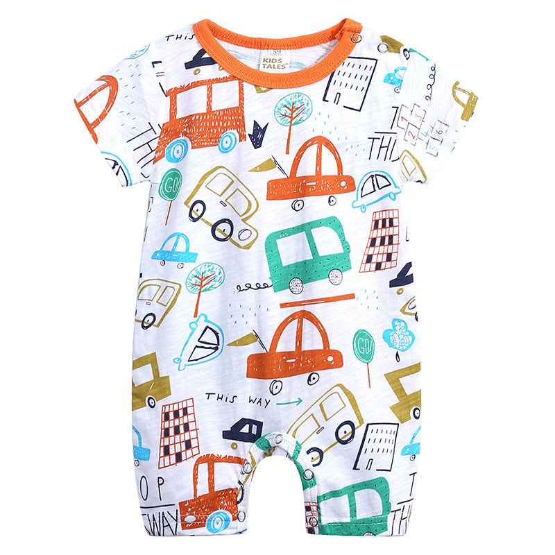 Cartoon doodle baby romper short sleeve baby jumpsuit