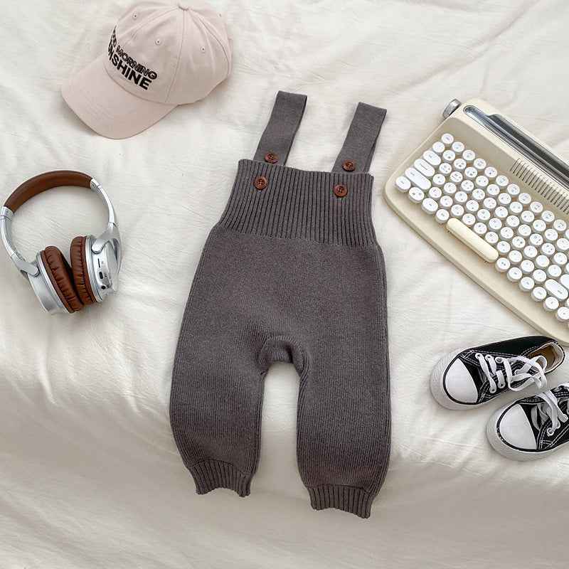 Ins Style Baby Autumn Clothing Knitted Bib Jumpsuit