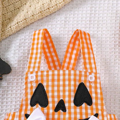 Bow Plaid Halloween Baby Girl's Clothing