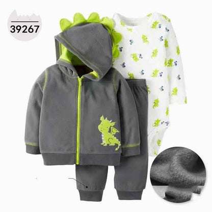 Hooded Long Sleeve Jacket Wrap Leather Jacket Three Pieces Children's Clothing