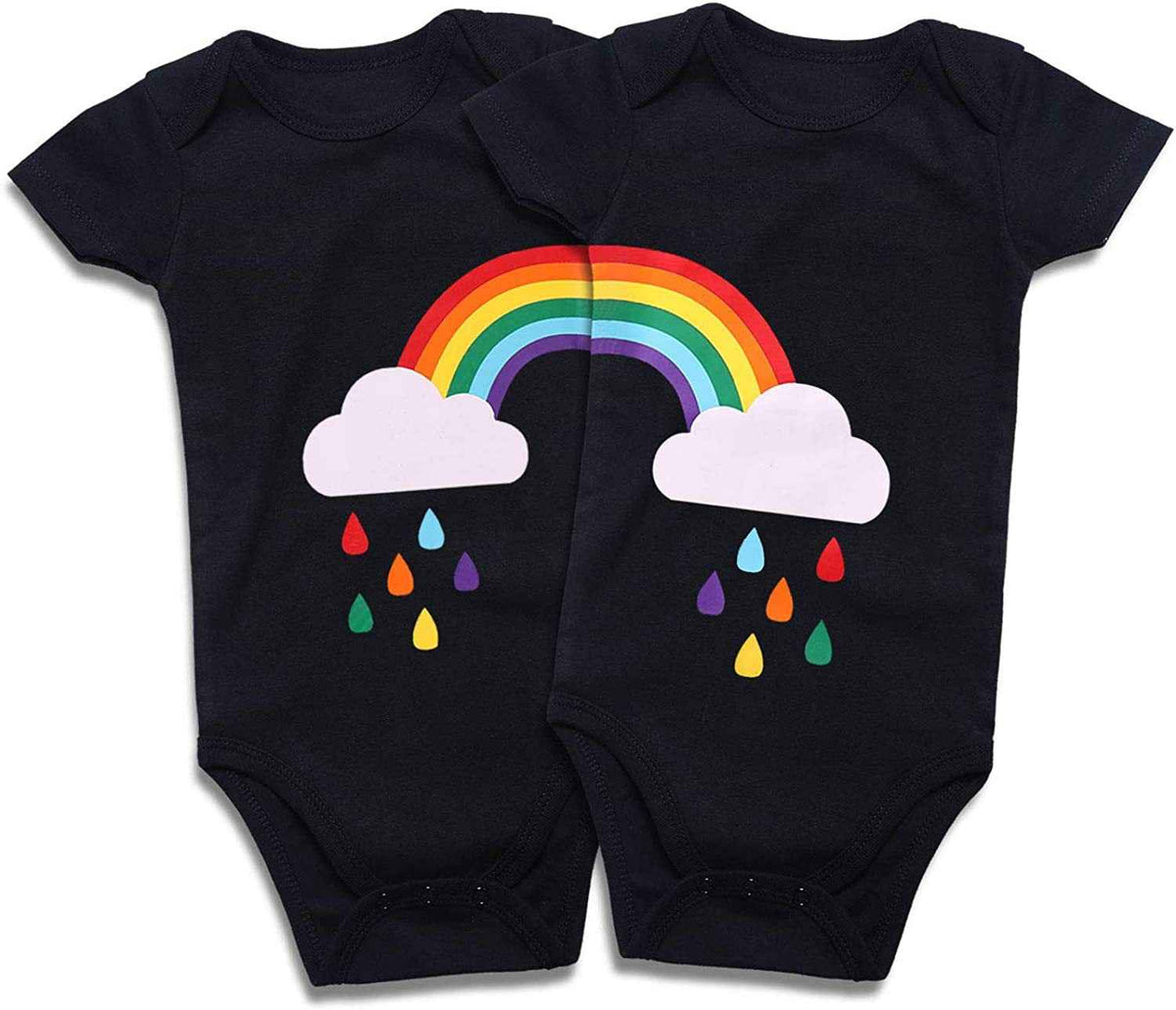 Cotton Baby Onesies 2-Pack - Short Sleeve Bodysuit for Newborn Twins - Soft Infant Clothing