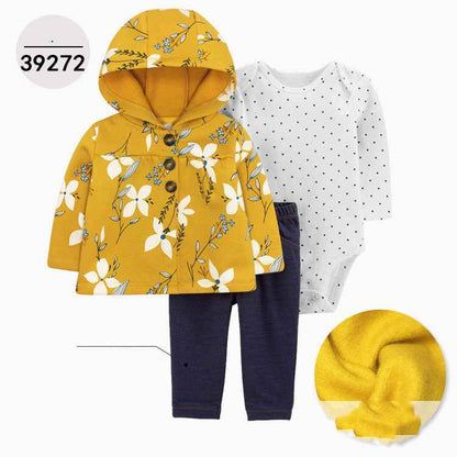 Hooded Long Sleeve Jacket Wrap Leather Jacket Three Pieces Children's Clothing