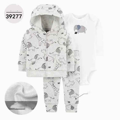 Hooded Long Sleeve Jacket Wrap Leather Jacket Three Pieces Children's Clothing