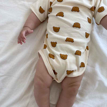 Children's Clothing Baby Onesies Summer Short-sleeved Fashion Printing Korean Home Leisure Climbing
