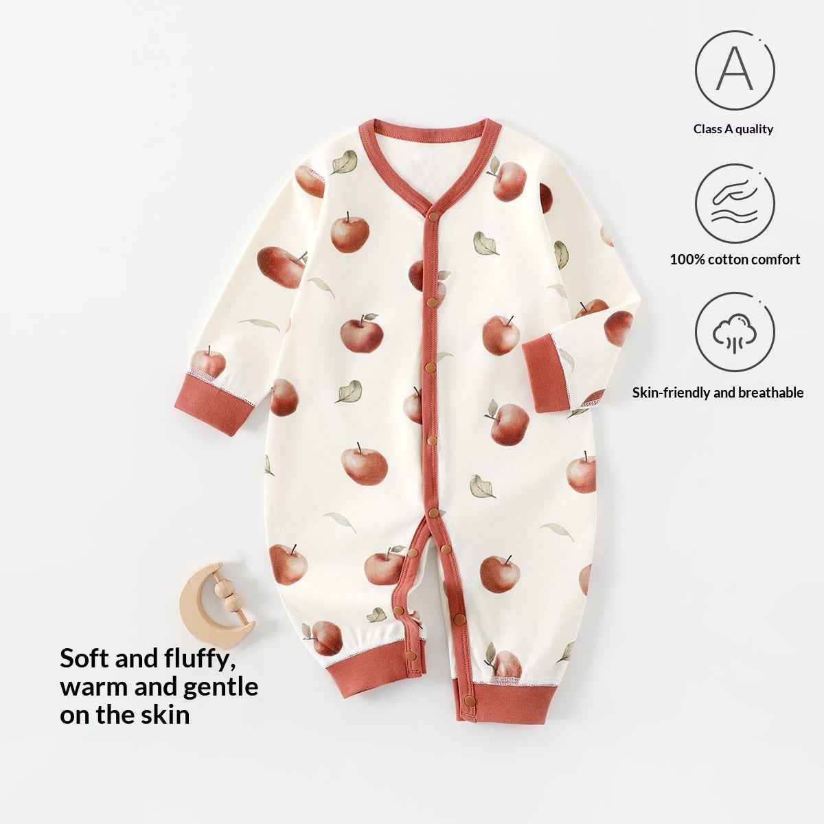 Baby Romper Spring Autumn Pure Cotton Class A Seamless Bodysuit Crawling Suit Anyang Clothing