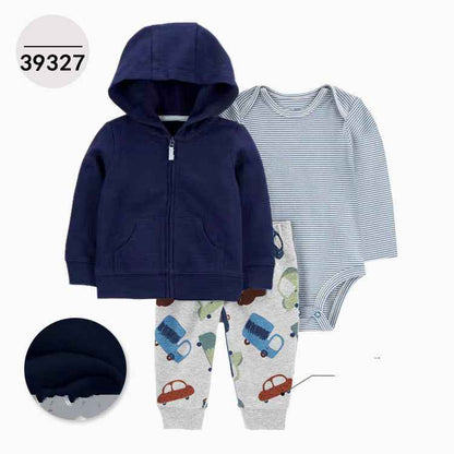 Hooded Long Sleeve Jacket Wrap Leather Jacket Three Pieces Children's Clothing