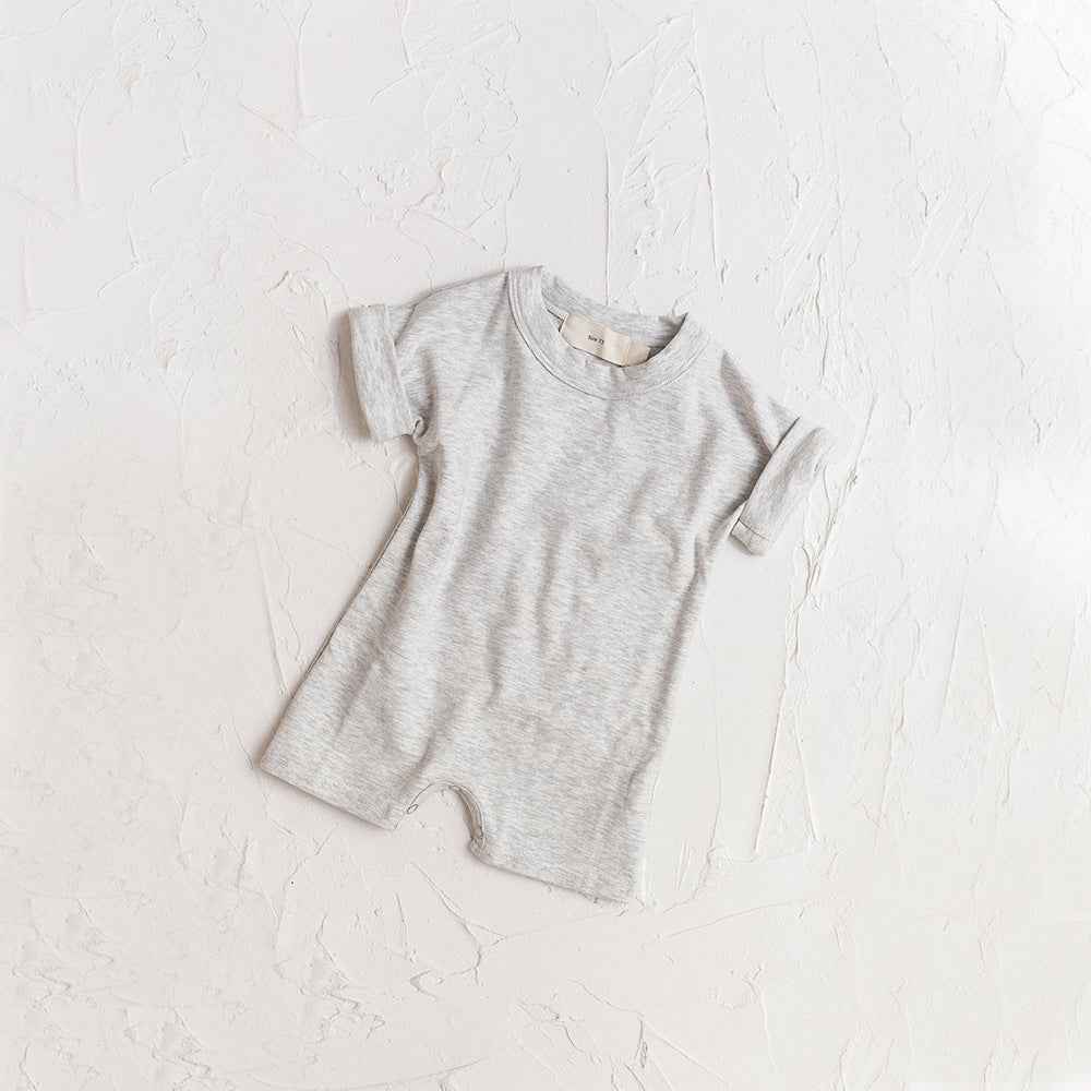Solid Color Baby Shorts Romper Soft Short Sleeve Round Neck Summer Clothing