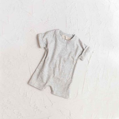 Solid Color Baby Shorts Romper Soft Short Sleeve Round Neck Summer Clothing