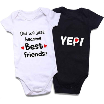 Cotton Baby Onesies 2-Pack - Short Sleeve Bodysuit for Newborn Twins - Soft Infant Clothing