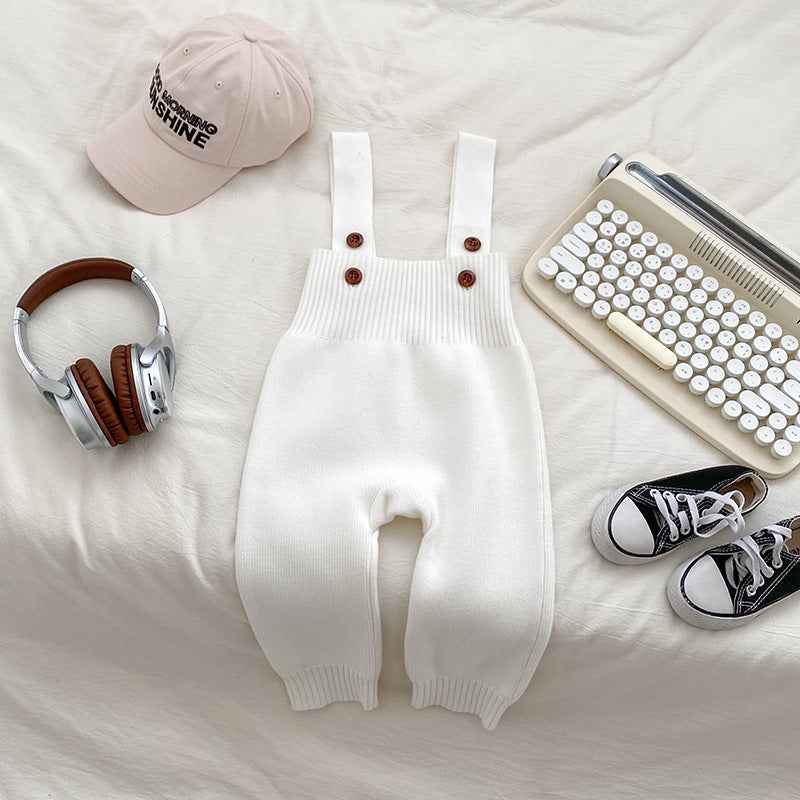 Ins Style Baby Autumn Clothing Knitted Bib Jumpsuit